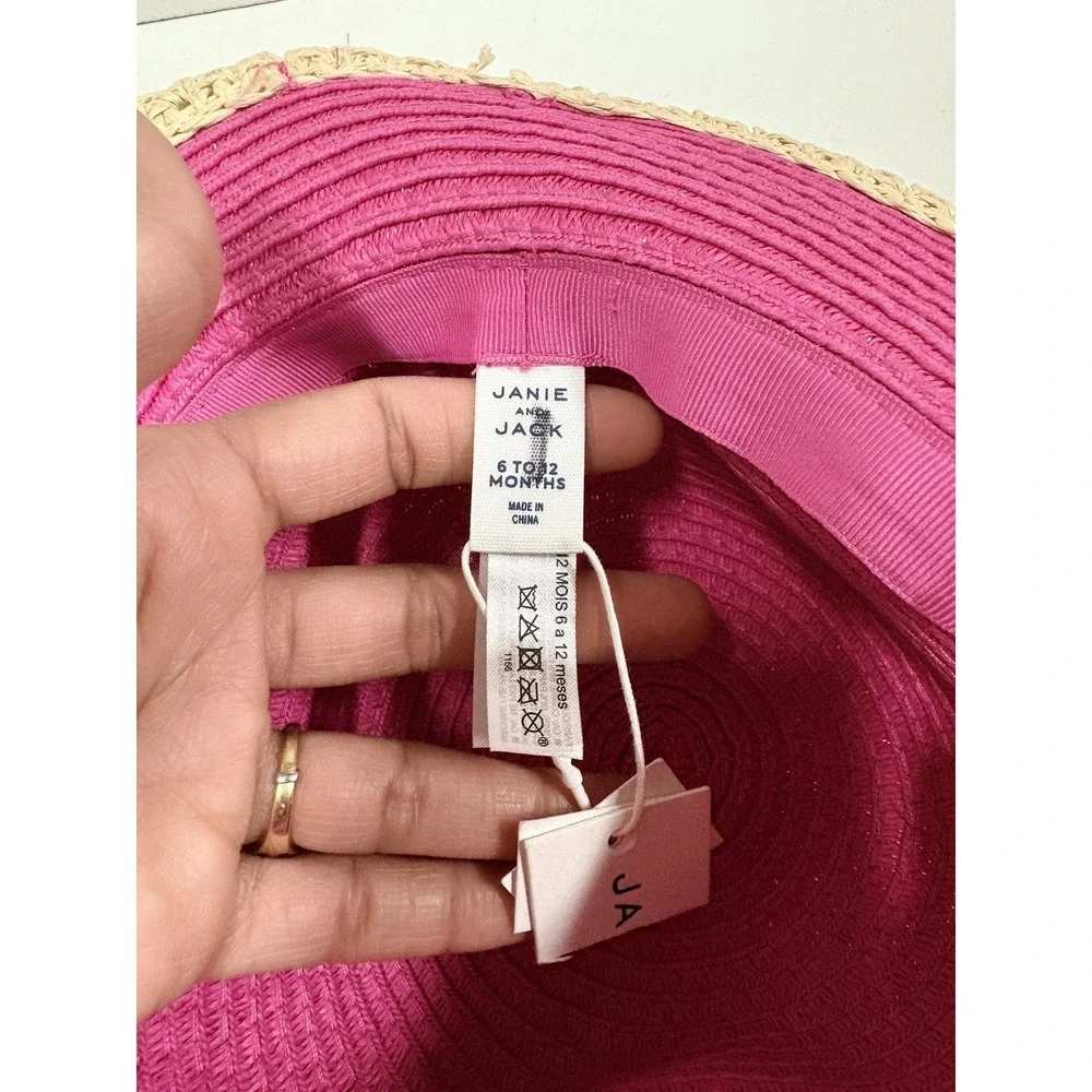 NWT Janie And Jack Girl's Pink Striped Sun Hat 6-12 Months‎